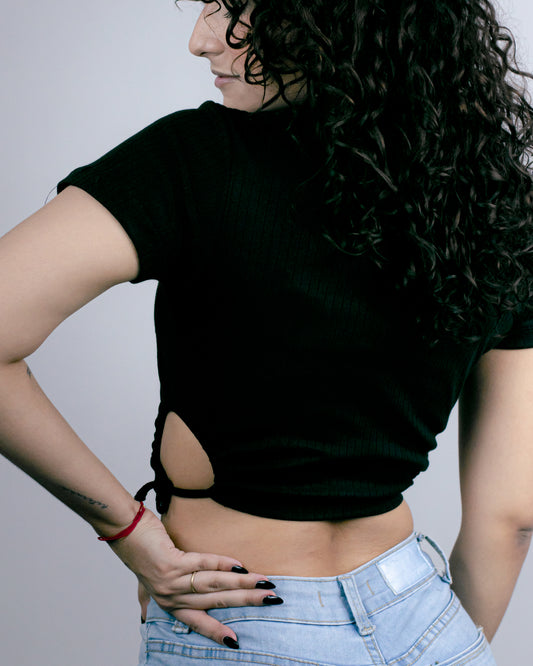 Croptop Holiday Dama Juvenil Unicolor Tiras